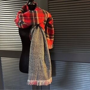 Perfect Winter Scarf! One Side is Red Plaid the Other Black & White Herringbone